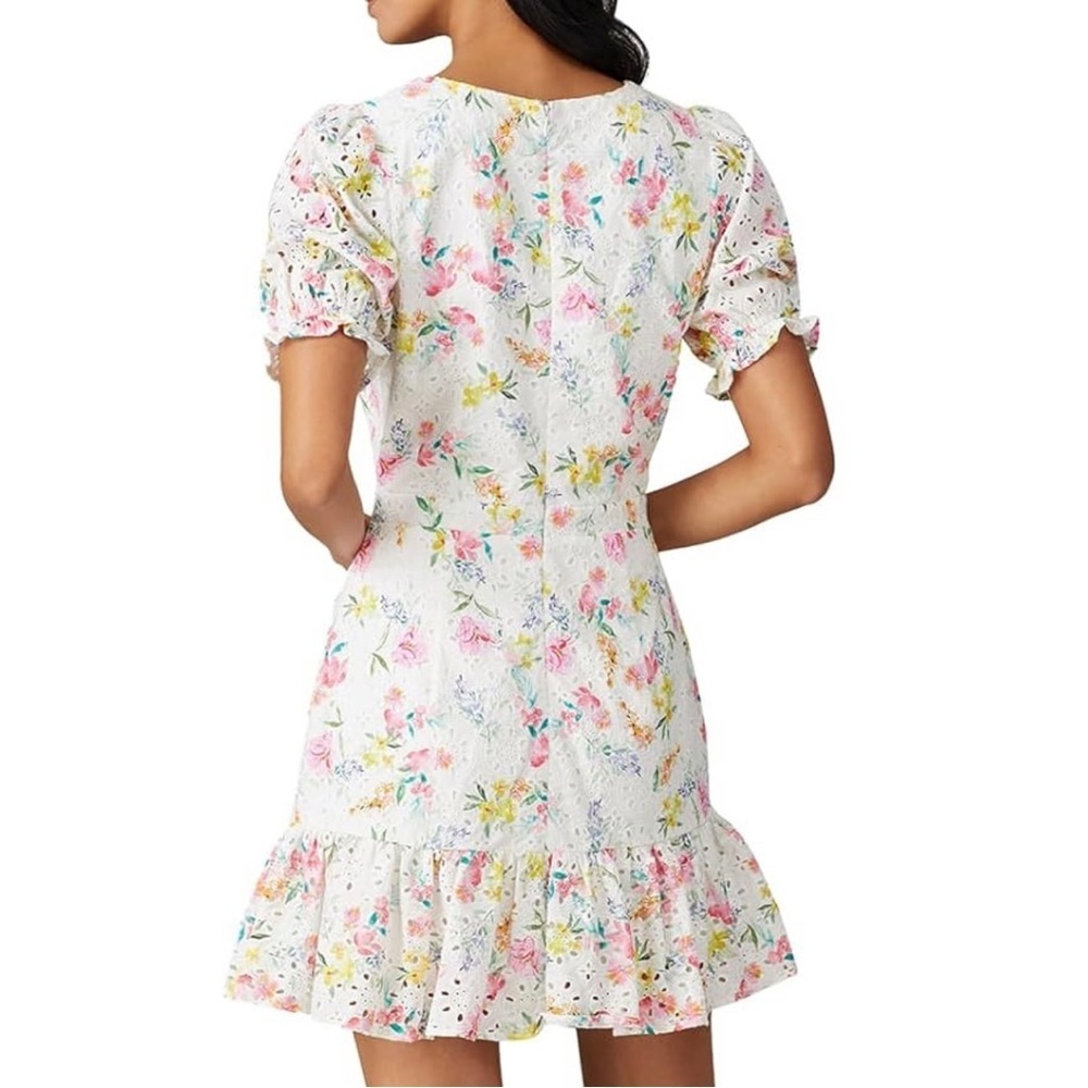 YUMI KIM ~ “Be The One” Eyelet Floral Print Dress ~ Faux Wrap Skirt ~ Size 2 - Picture 7 of 8